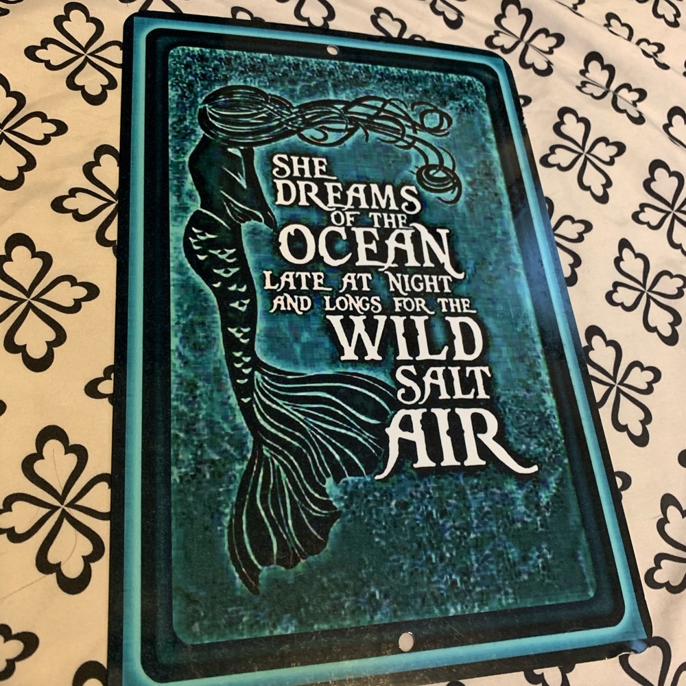 Cute mermaid metal sea life decor sign
